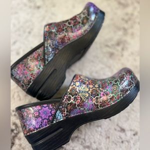 Dansko clogs, size 37, floral/mosaic design, gently used